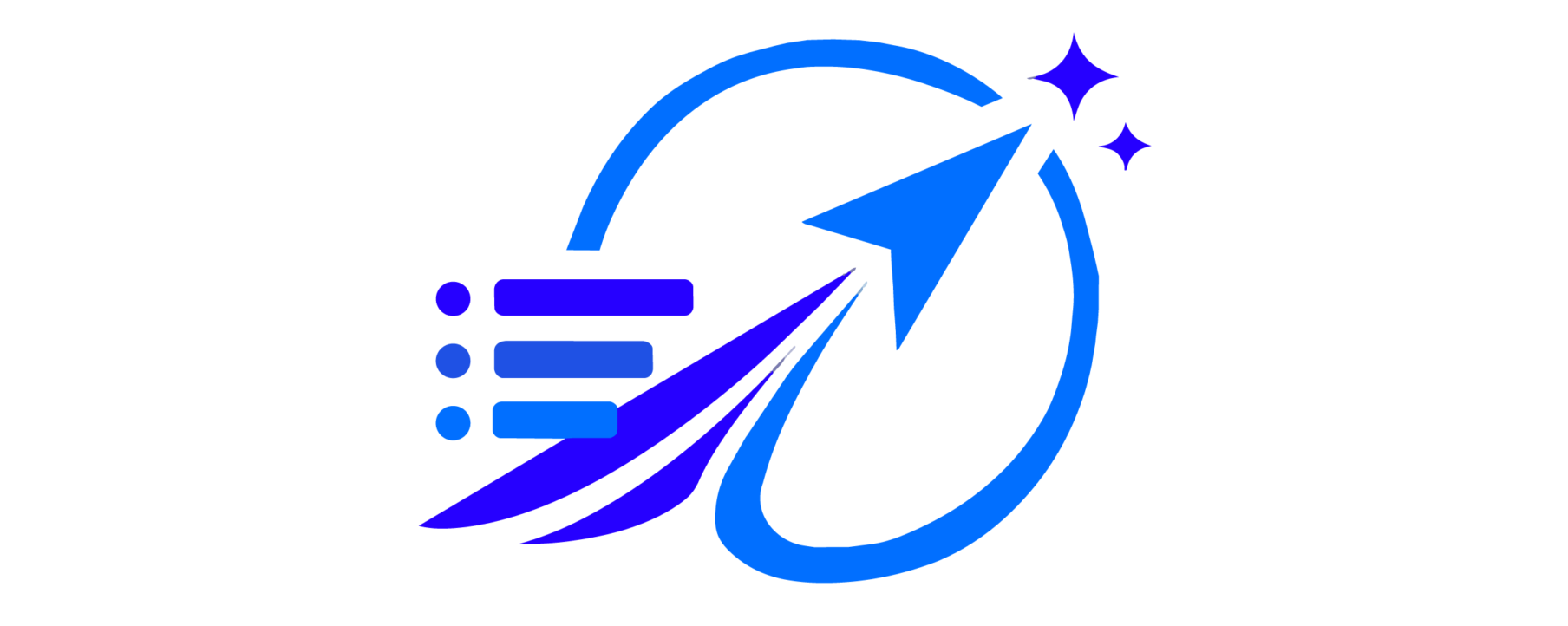 Logo FlowPilot bleu représentant une flèche orientée vers l’avant au centre d’un mouvement circulaire, accompagnée de trois éléments graphiques évoquant la fluidité et la progression.